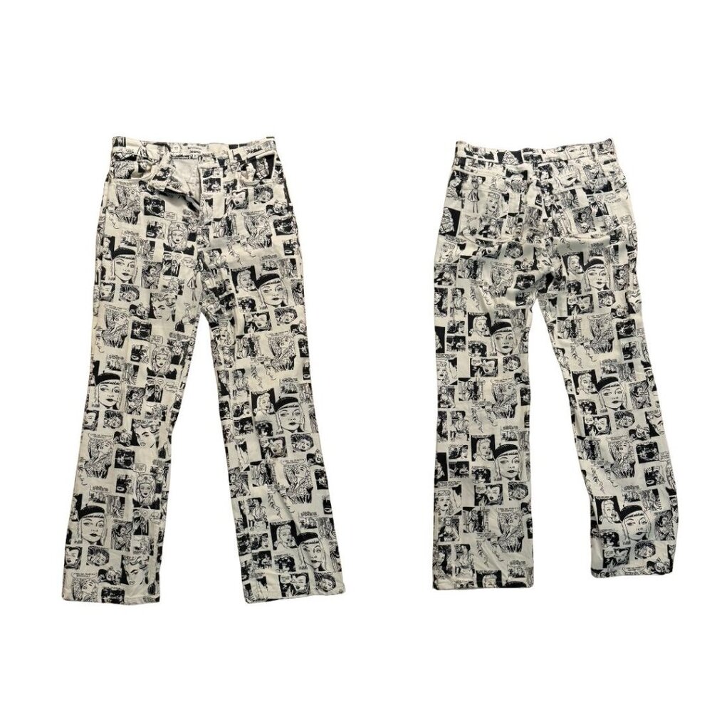 Reformation Newsprint High Rise Straight Long Jeans